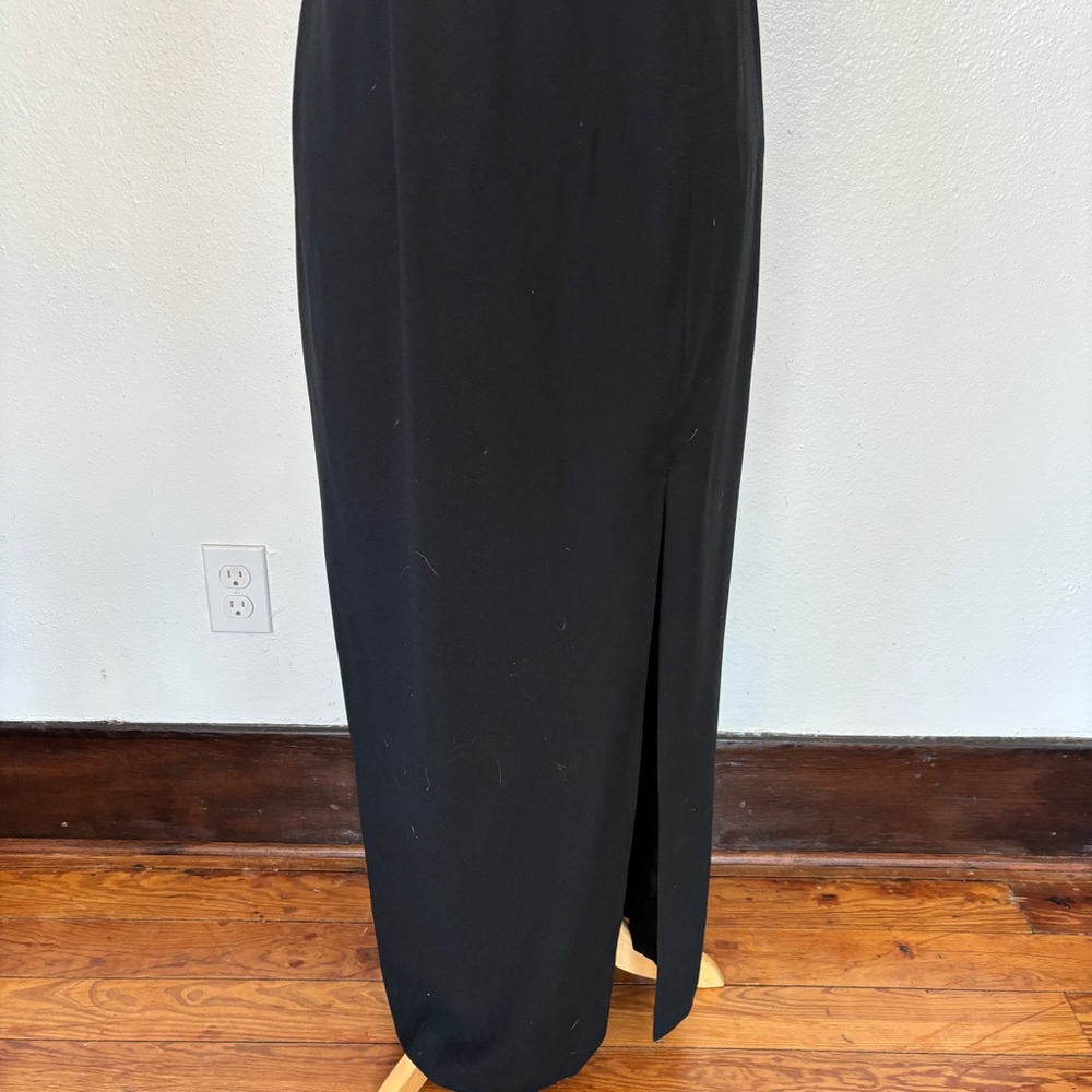 Vintage Strapless Solid Black Full Length Cocktai… - image 4